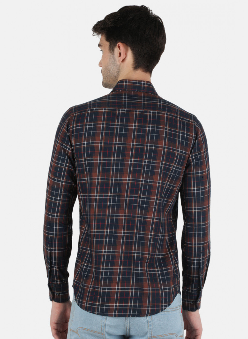 Men Brown Check Shirt