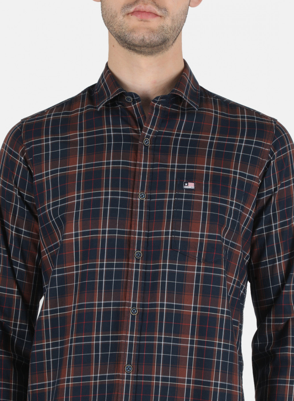 Men Brown Check Shirt