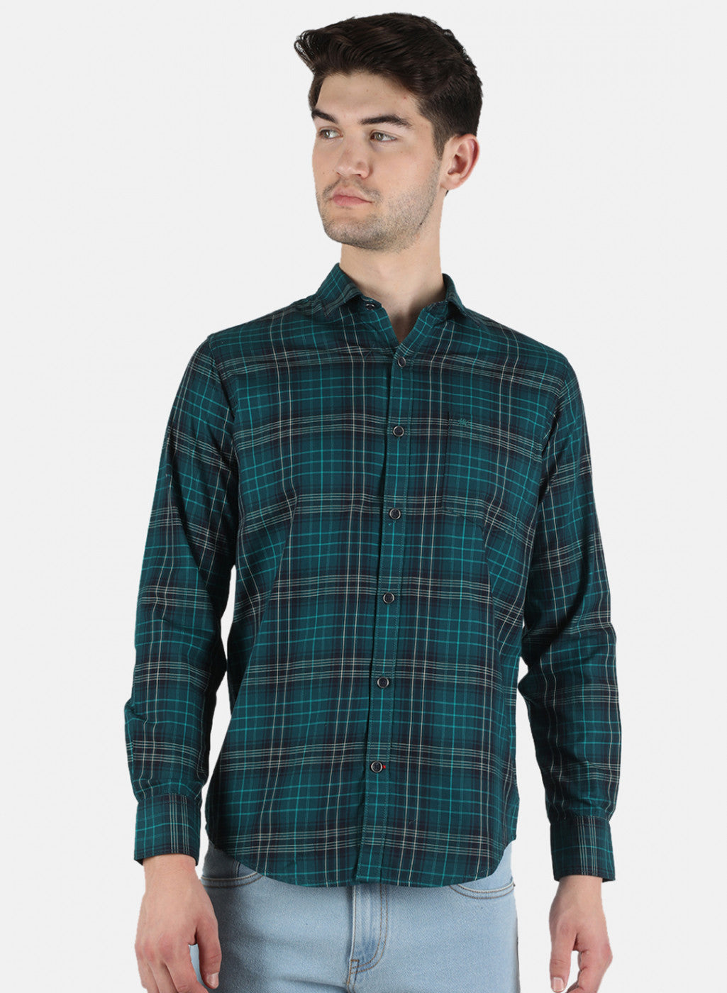 Men Green Check Shirt