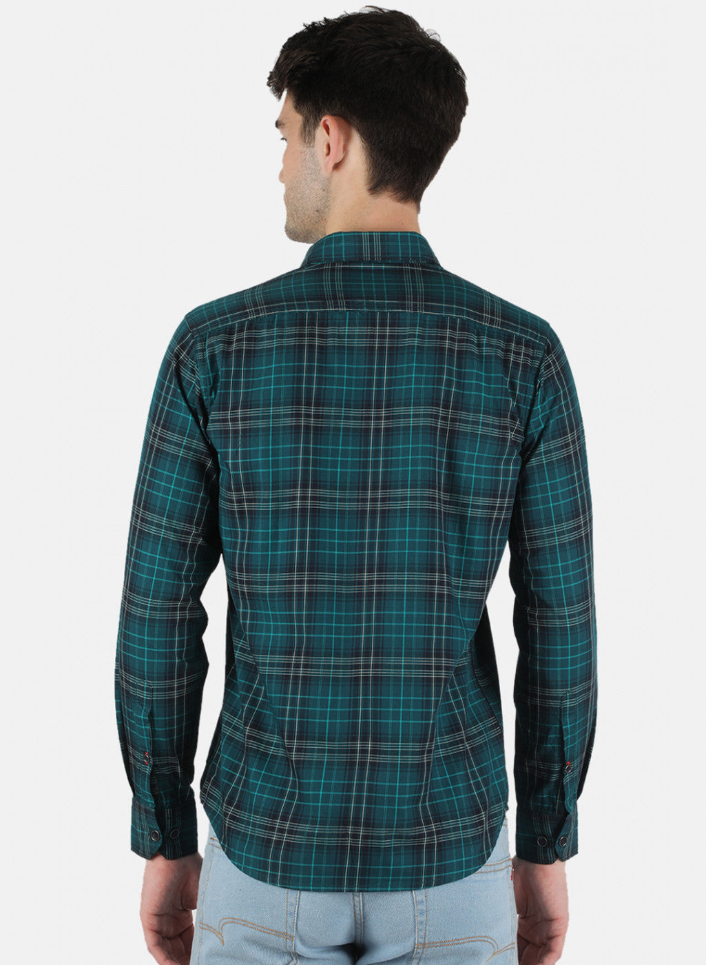 Men Green Check Shirt