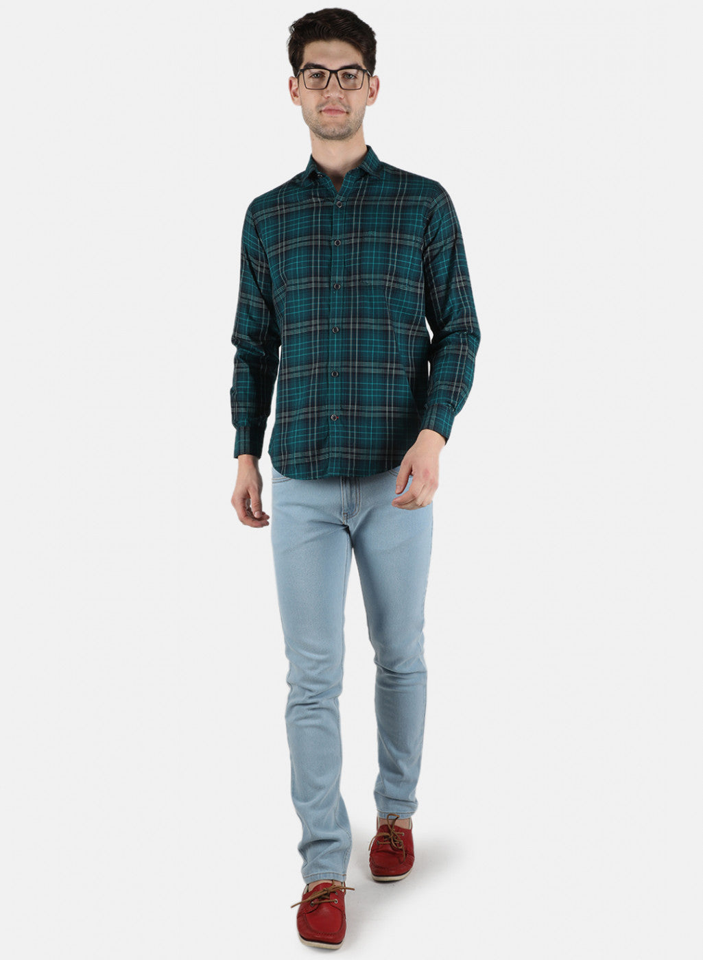 Men Green Check Shirt