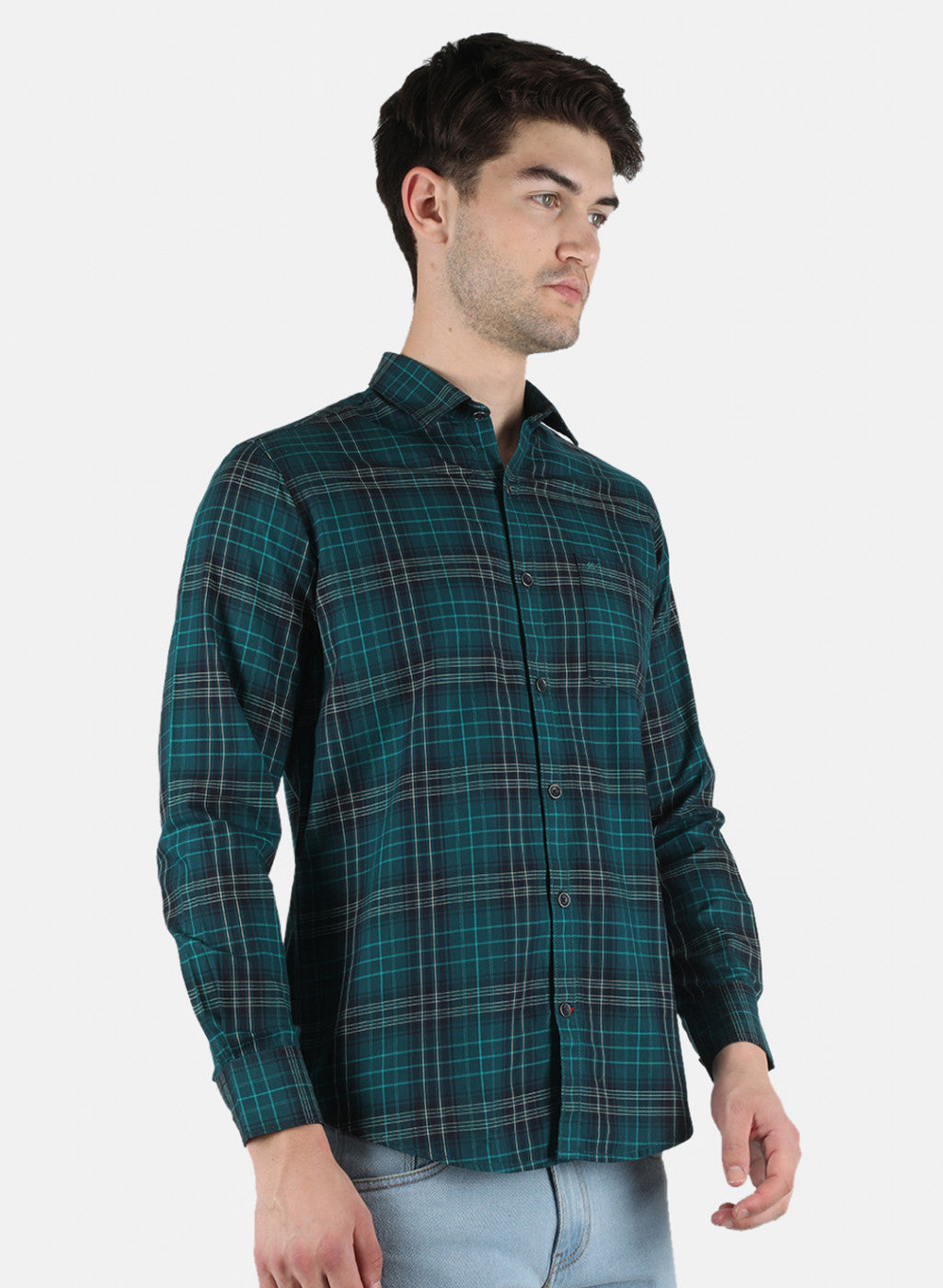 Men Green Check Shirt