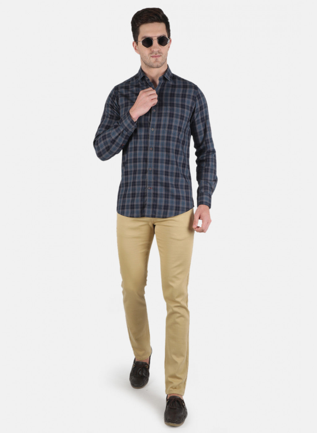 Men Grey Check Shirt