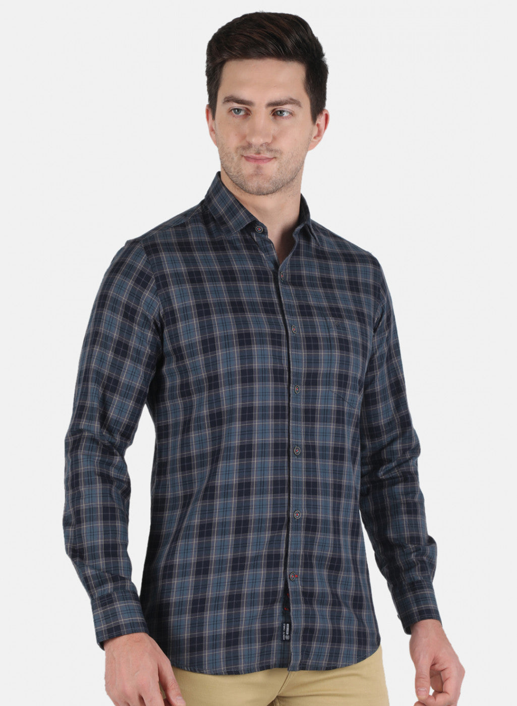 Men Grey Check Shirt