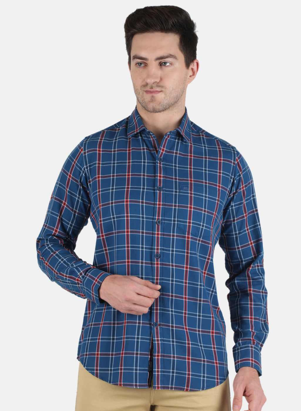 Men NAvy Blue Check Shirt