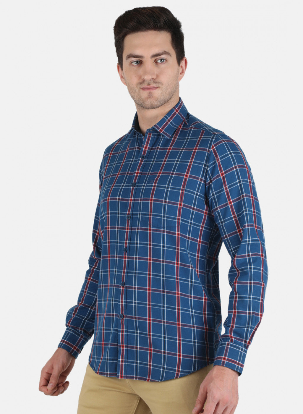 Men NAvy Blue Check Shirt