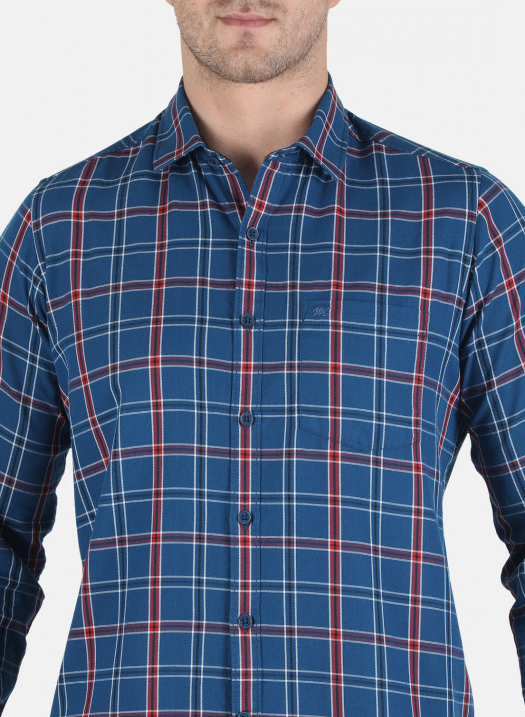 Men NAvy Blue Check Shirt