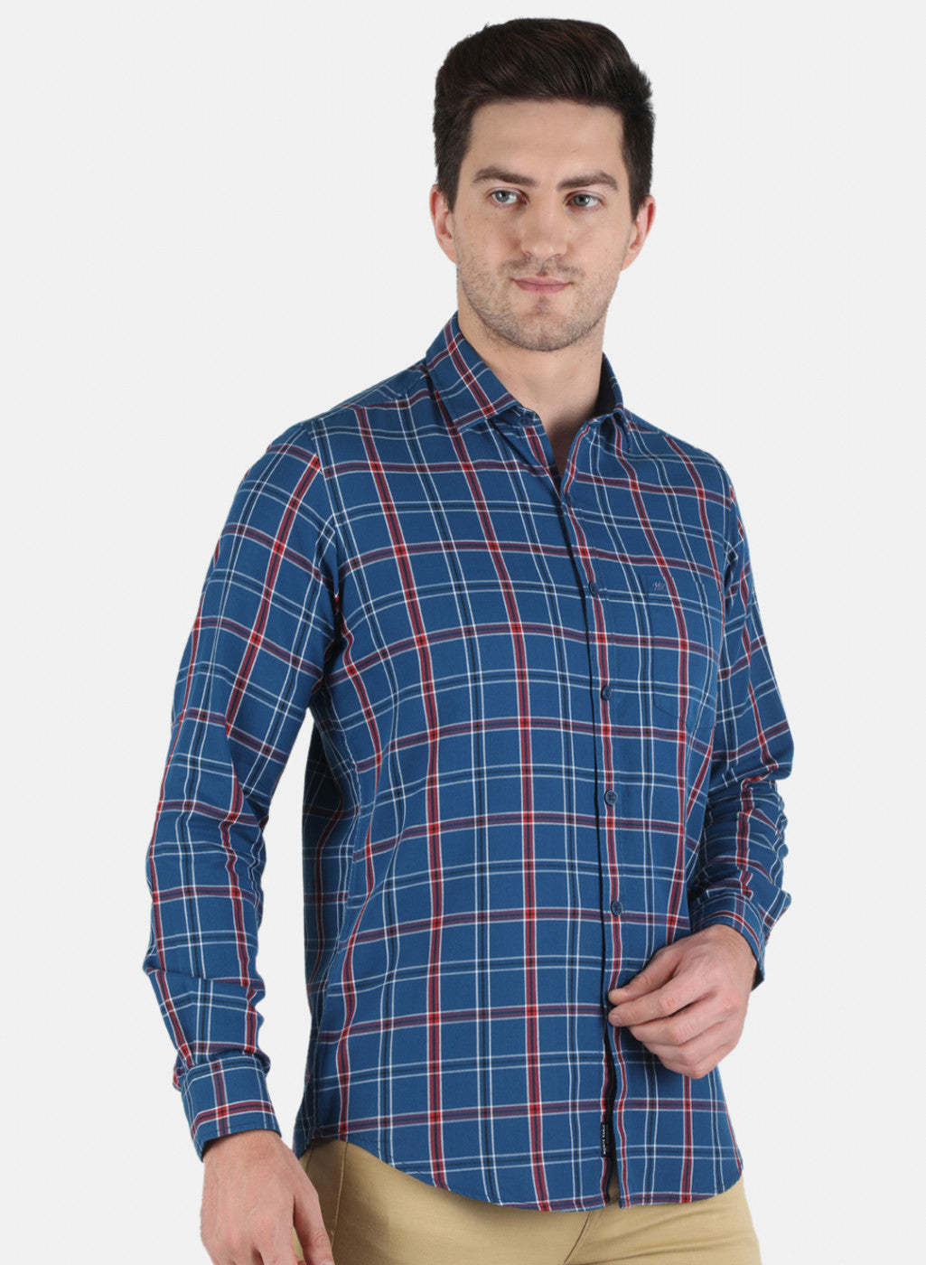 Men NAvy Blue Check Shirt