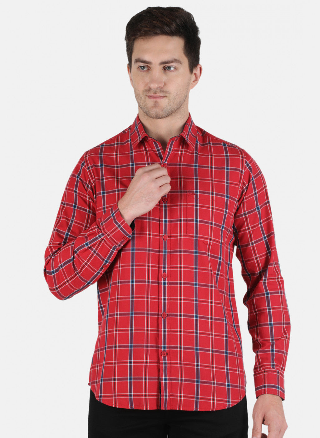 Men Red Check Shirt