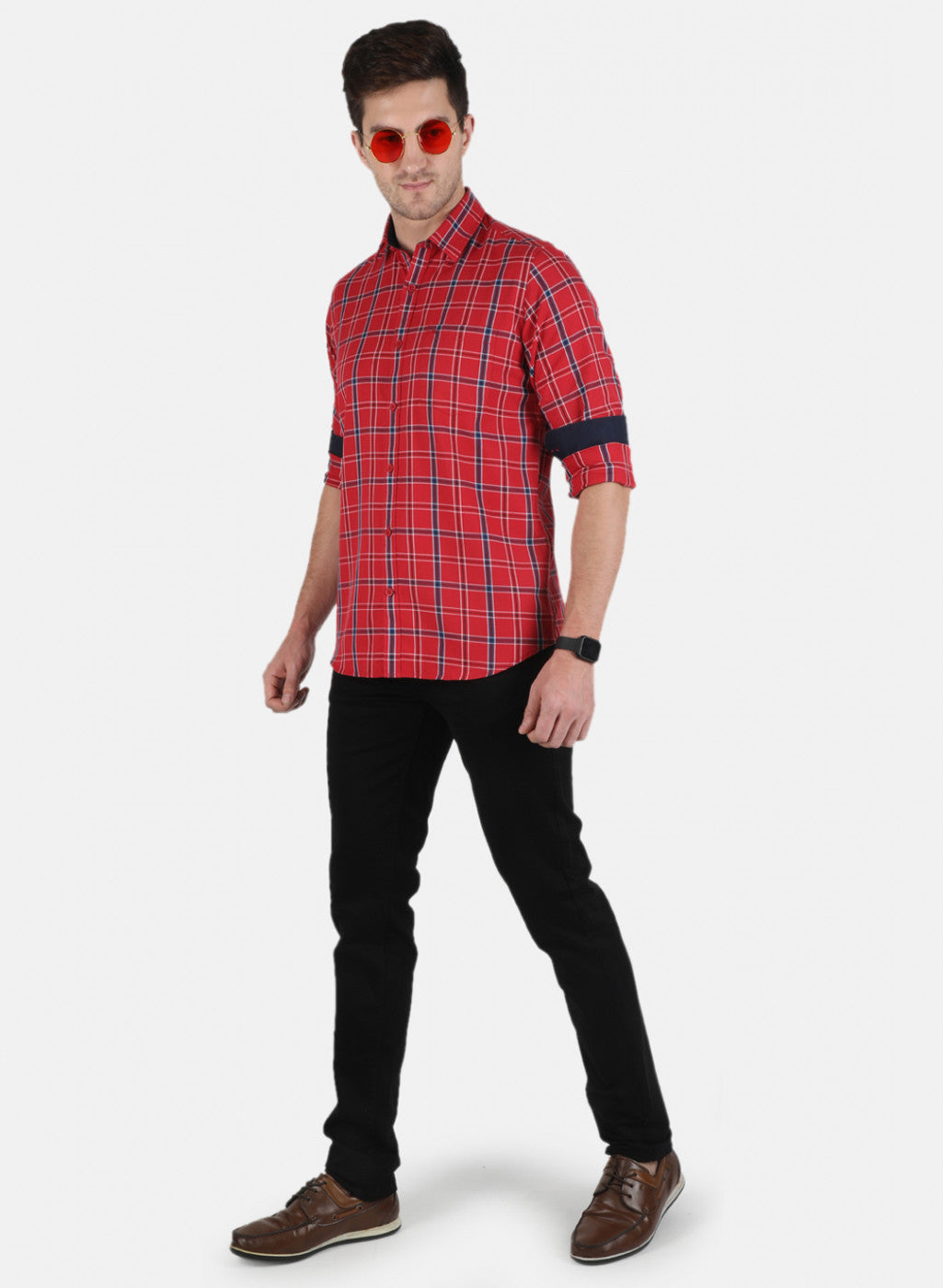 Men Red Check Shirt