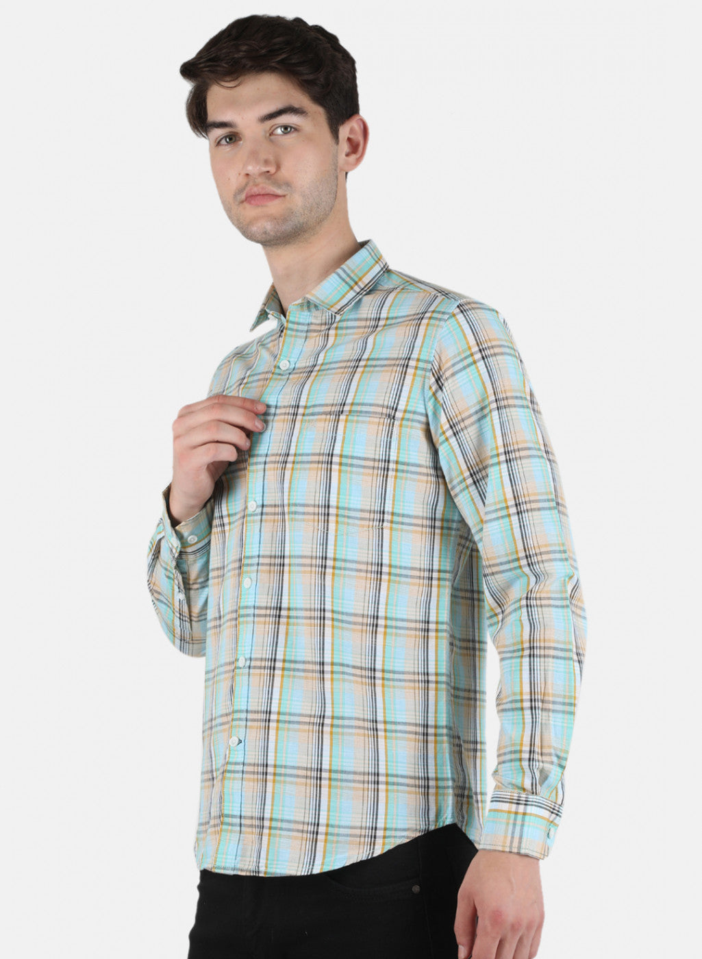 Men Green Check Shirt