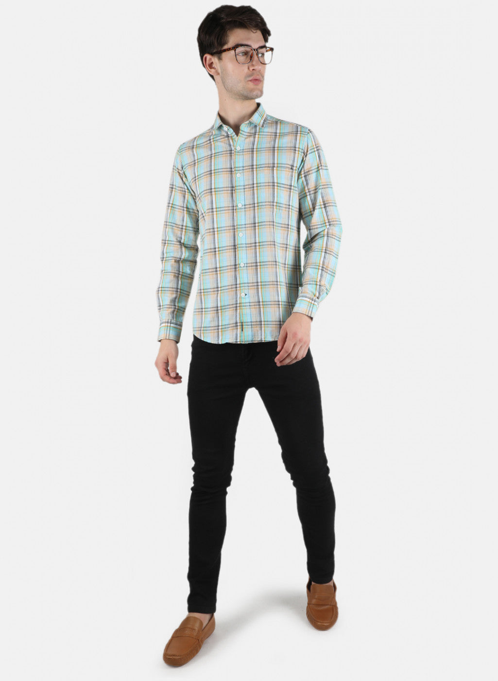 Men Green Check Shirt