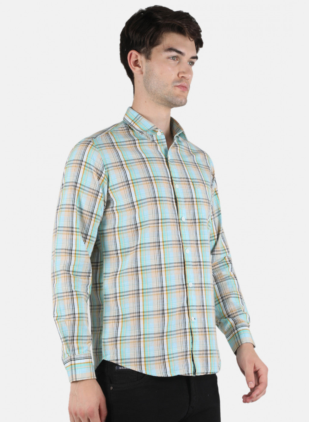 Men Green Check Shirt