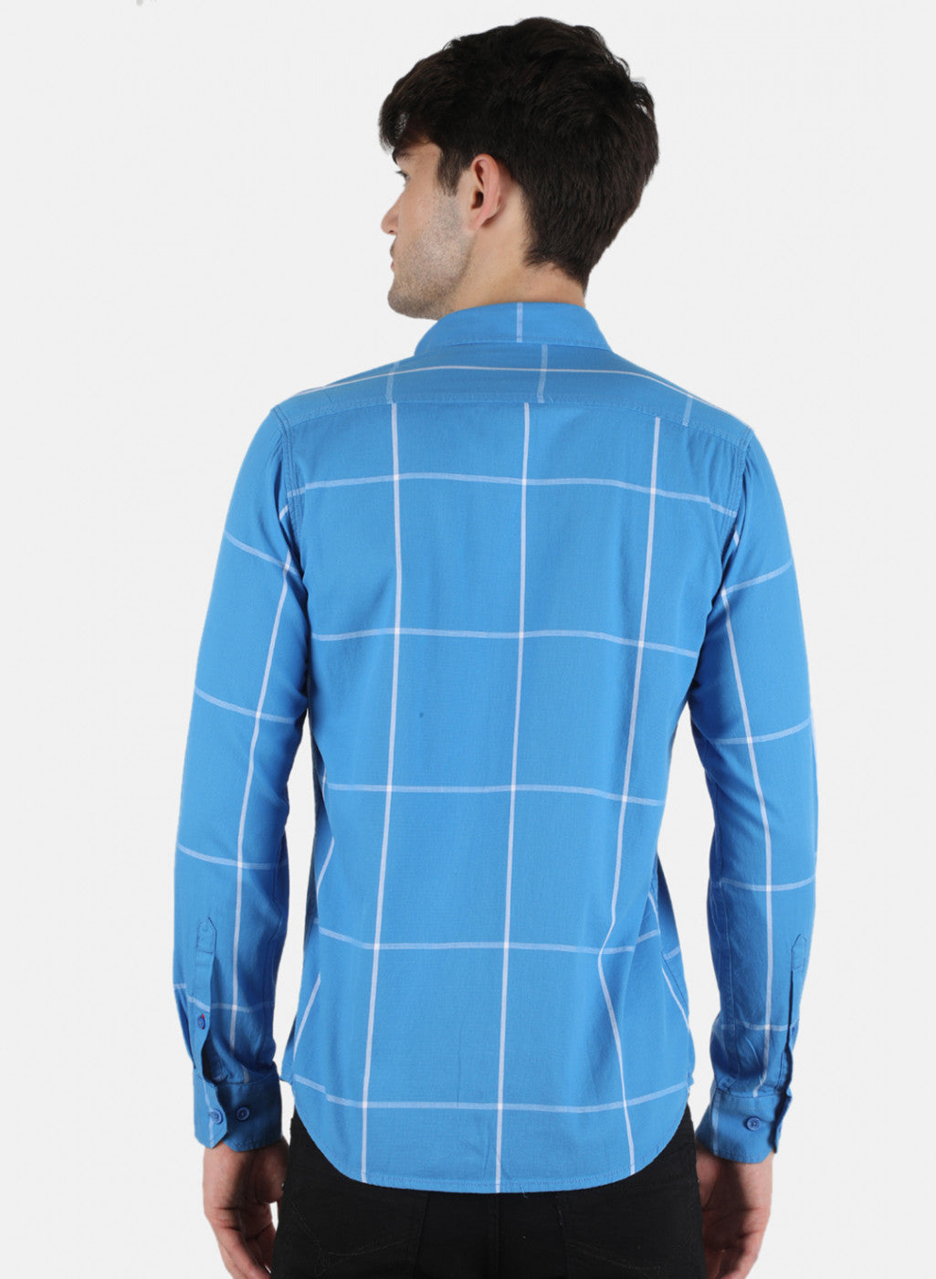 Men Blue Check Shirt