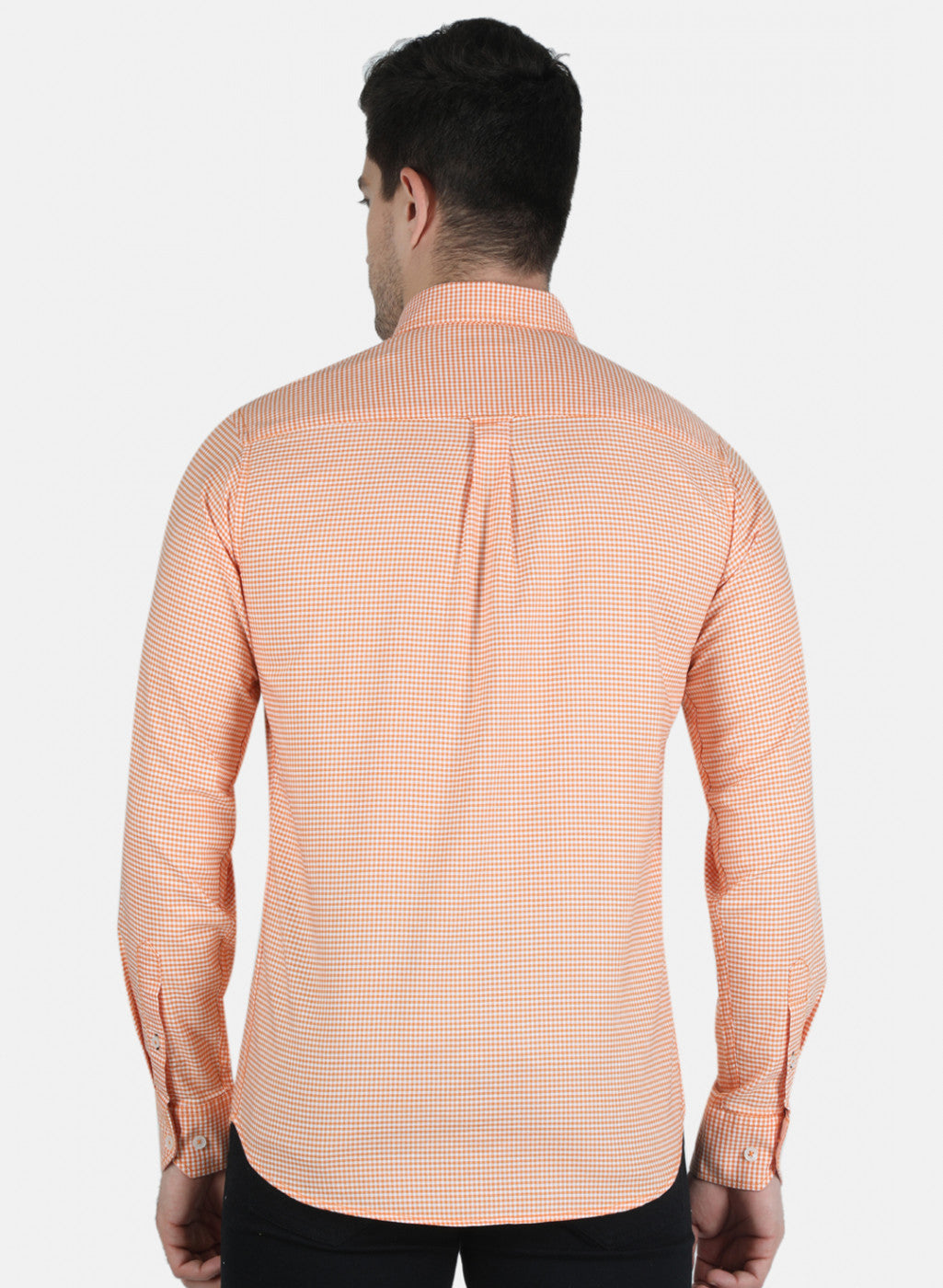 Men Orange Check Shirt