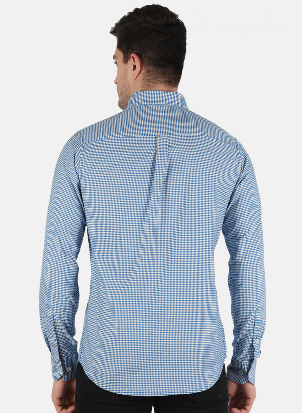 Men Blue Check Shirt