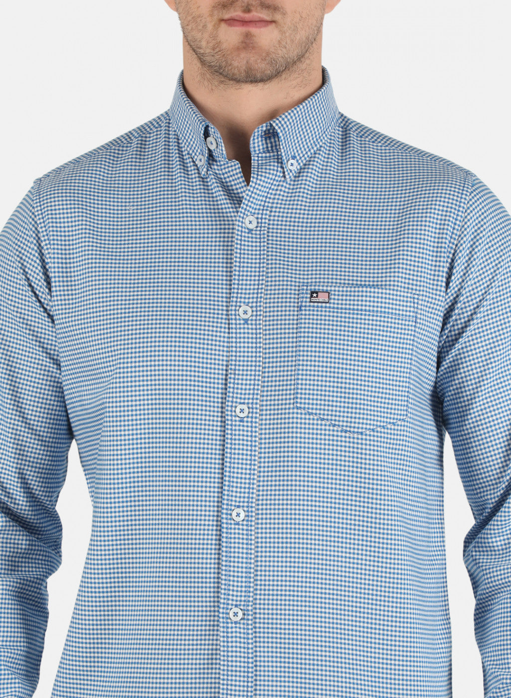 Men Blue Check Shirt