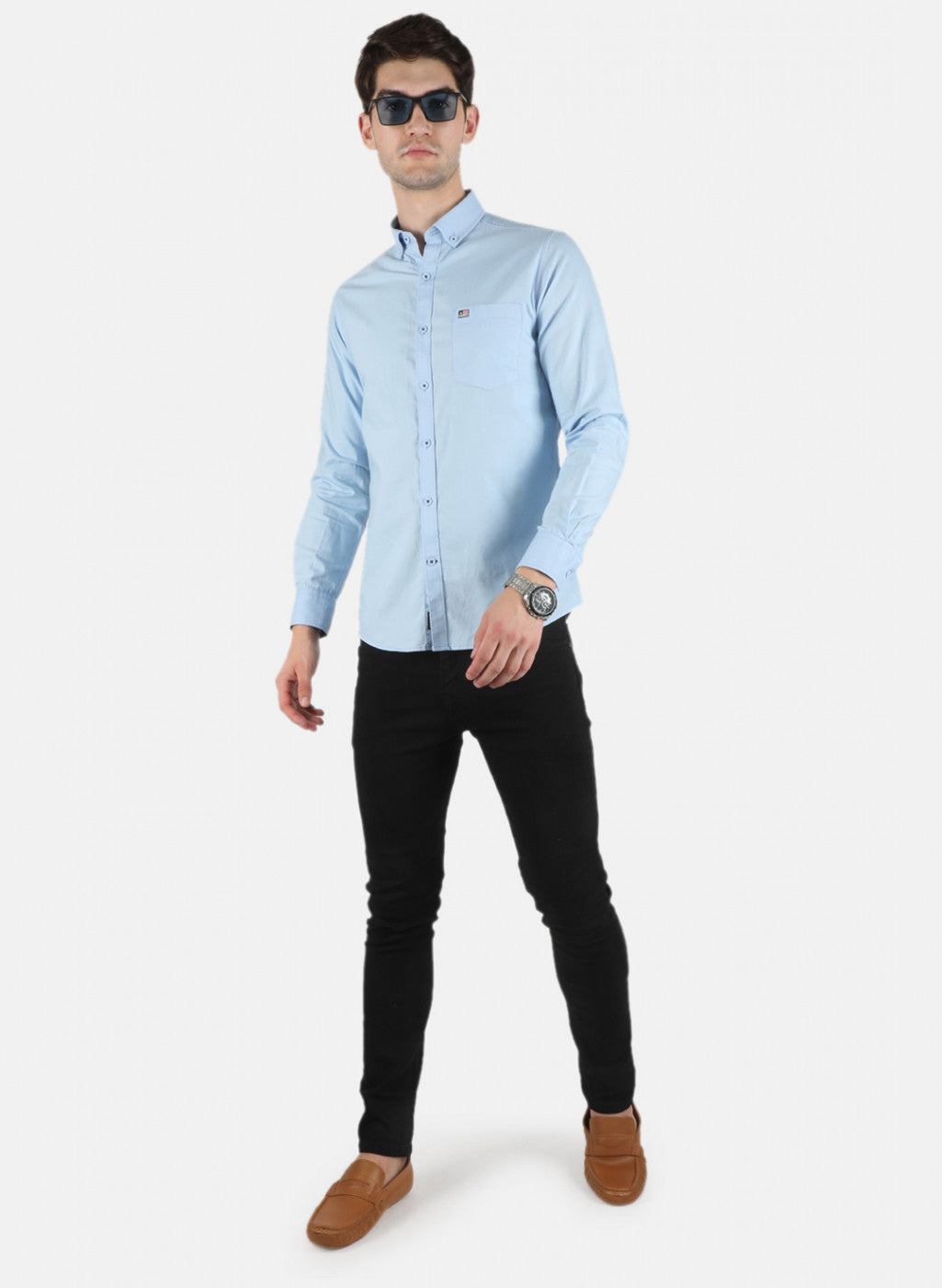 Men Blue Solid Shirt