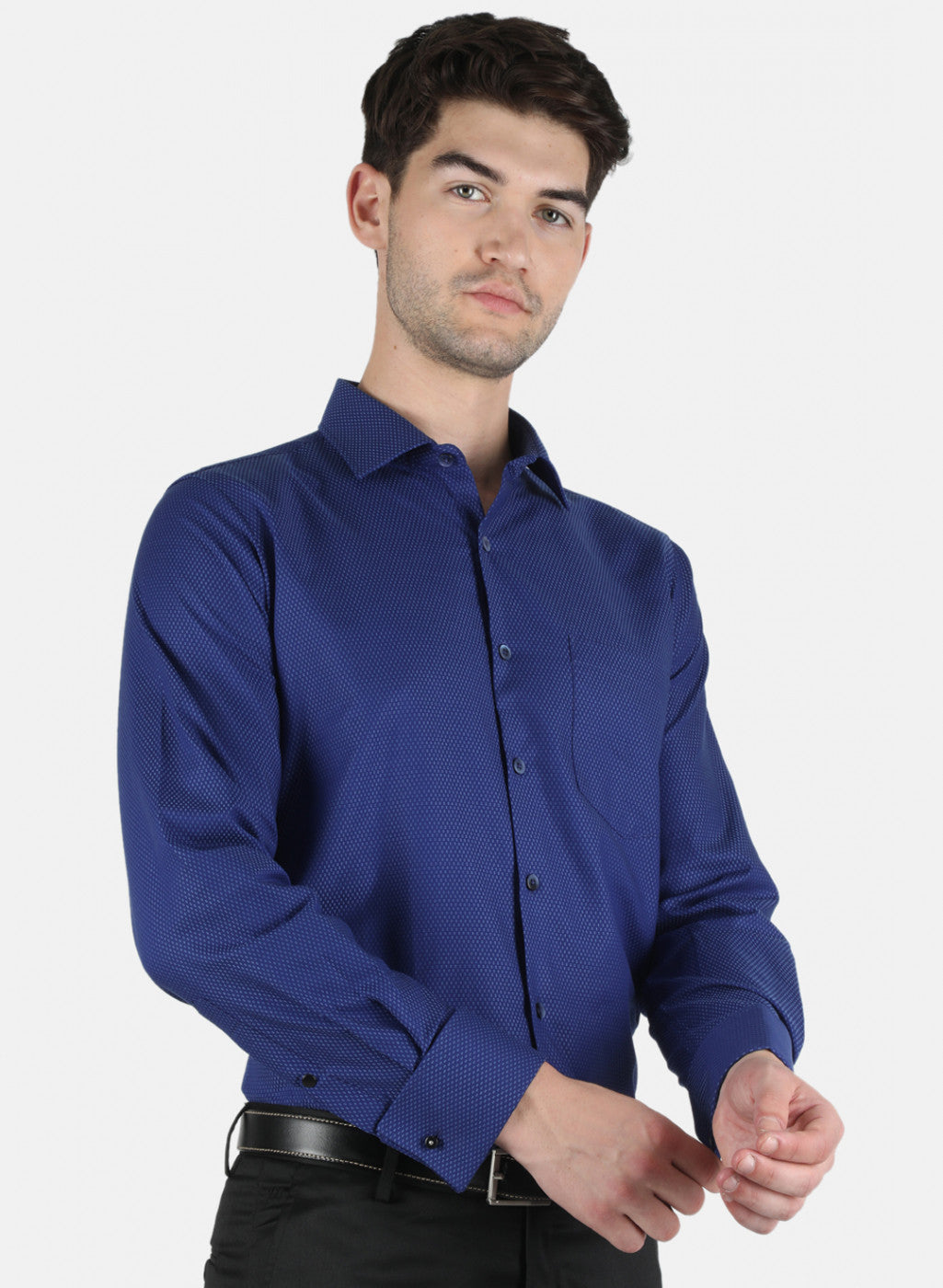 Men NAvy Blue Check Shirt