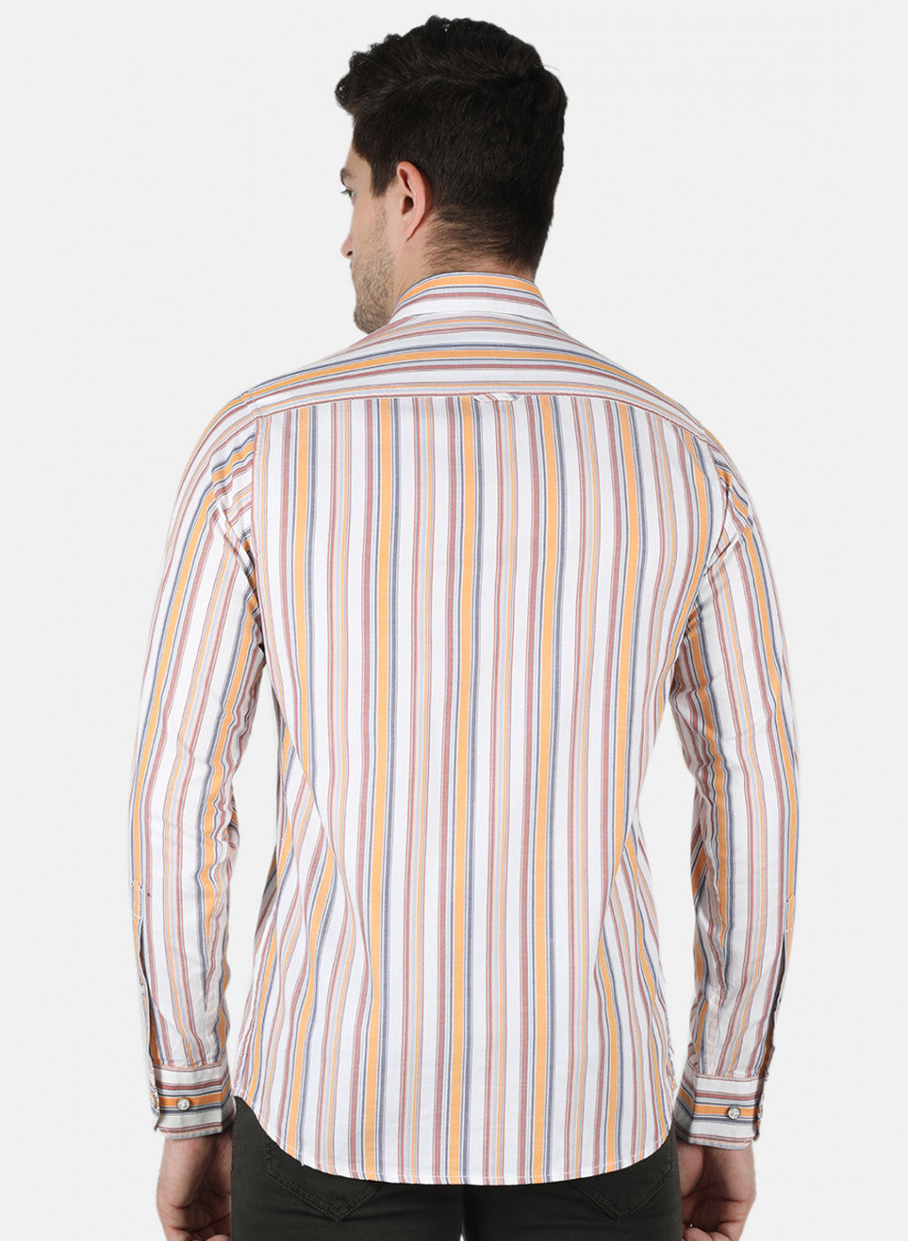 Men Orange Stripe Shirt