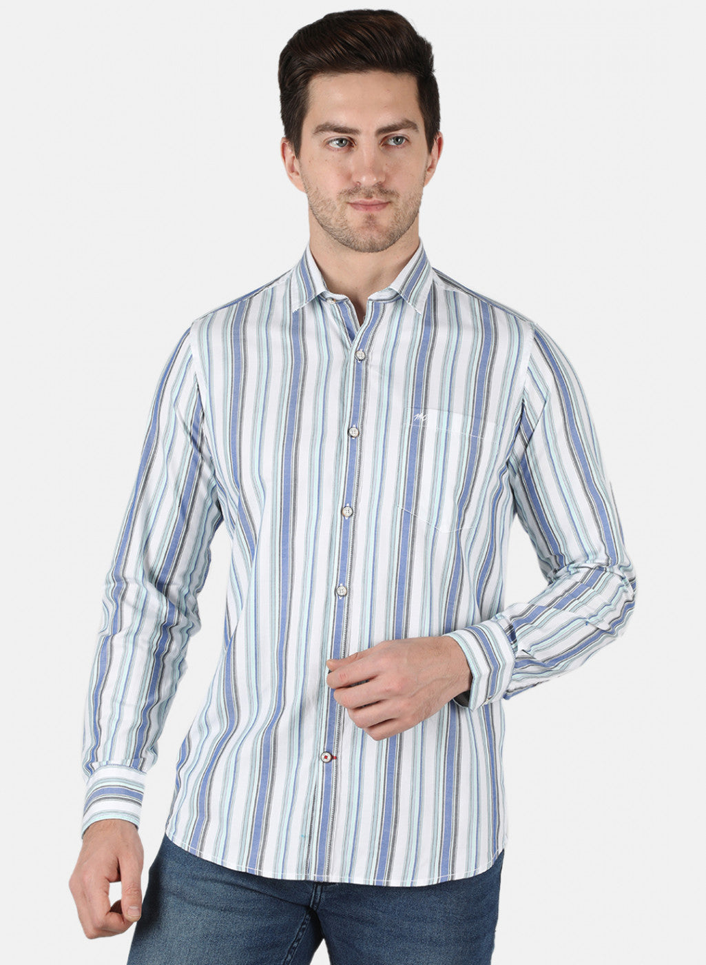 Men Blue Stripe Shirt