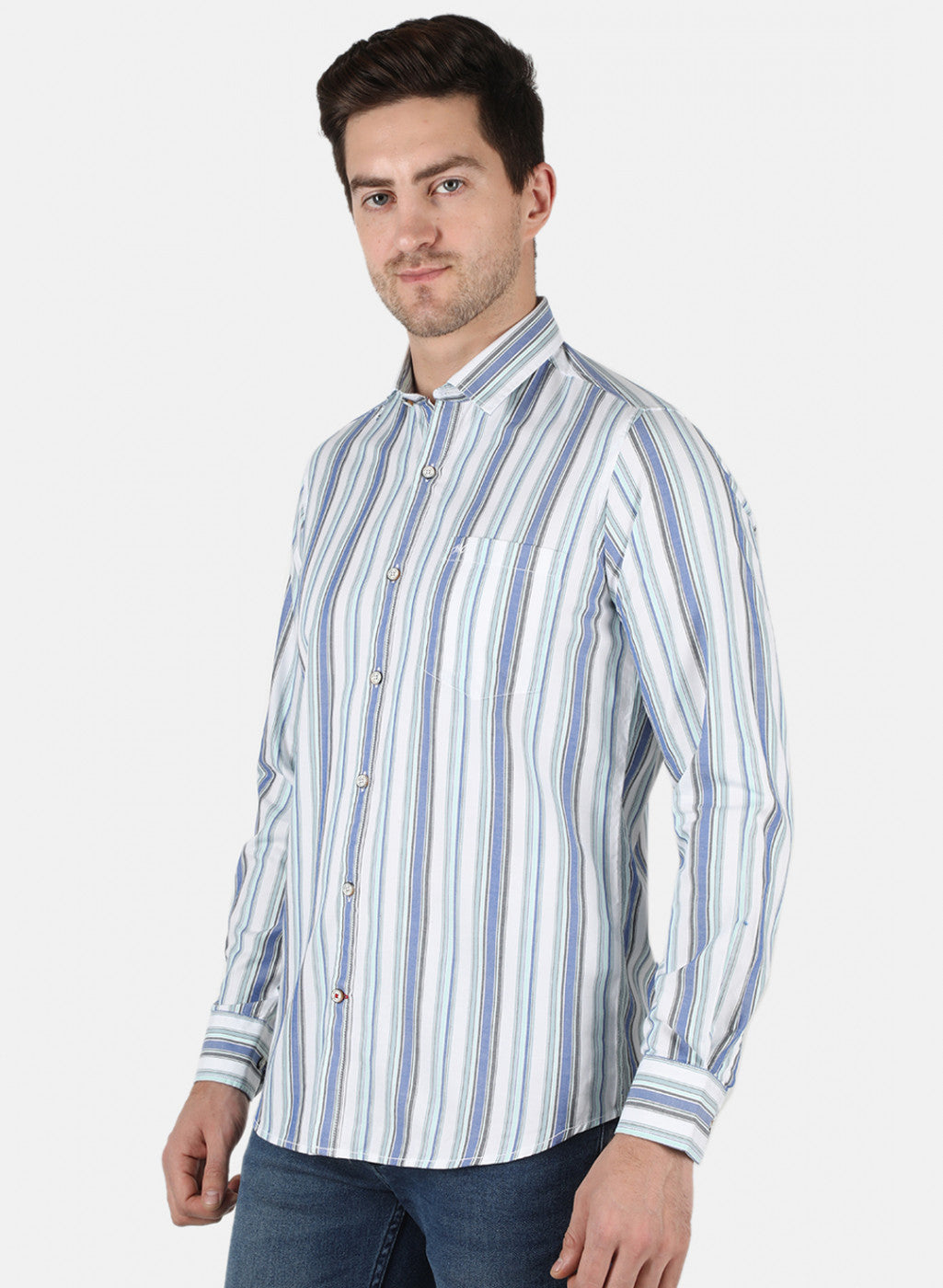 Men Blue Stripe Shirt