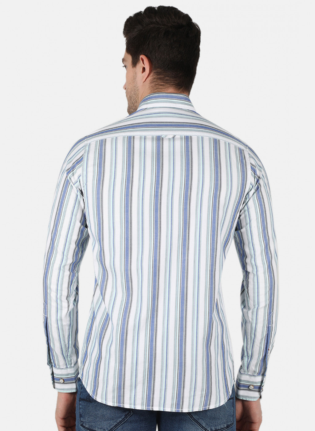 Men Blue Stripe Shirt