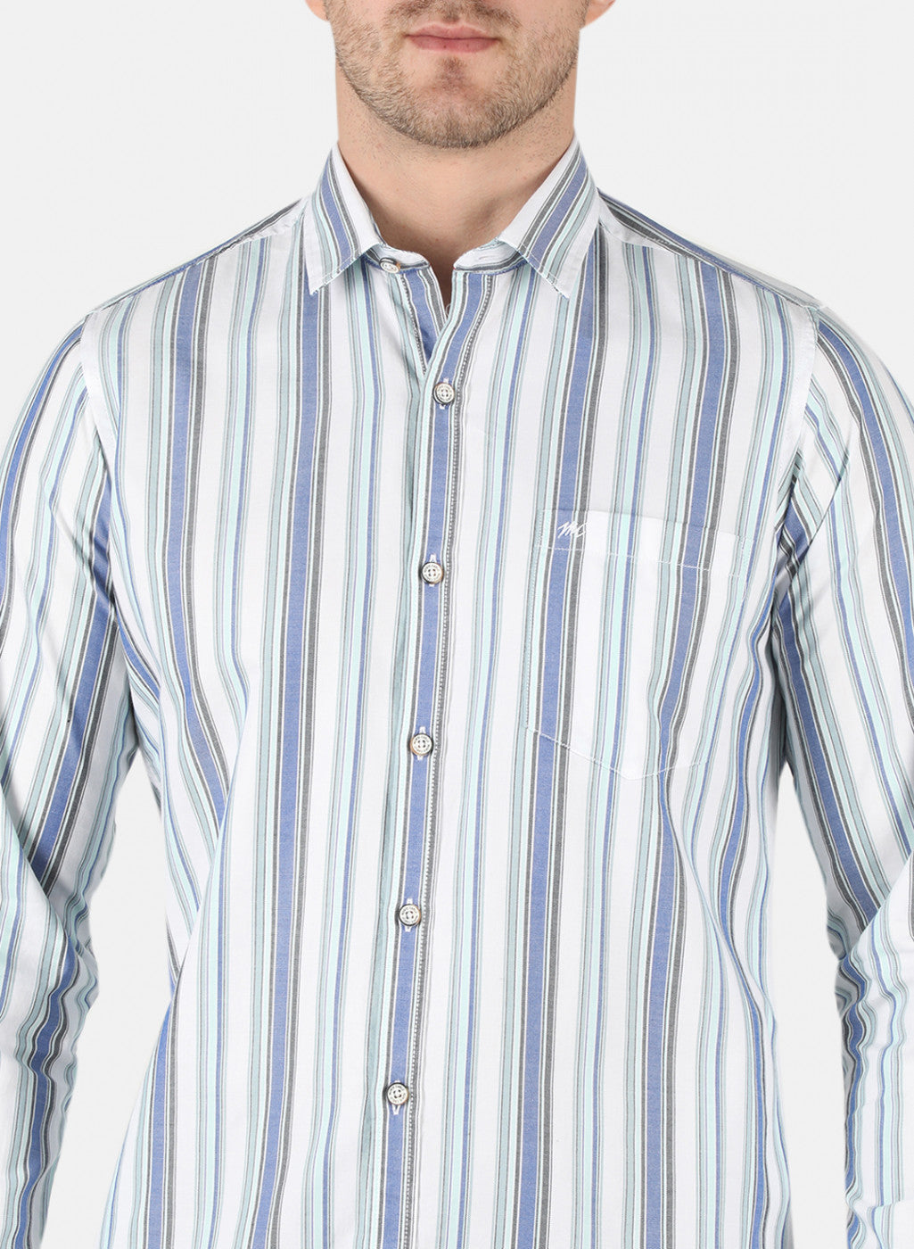 Men Blue Stripe Shirt