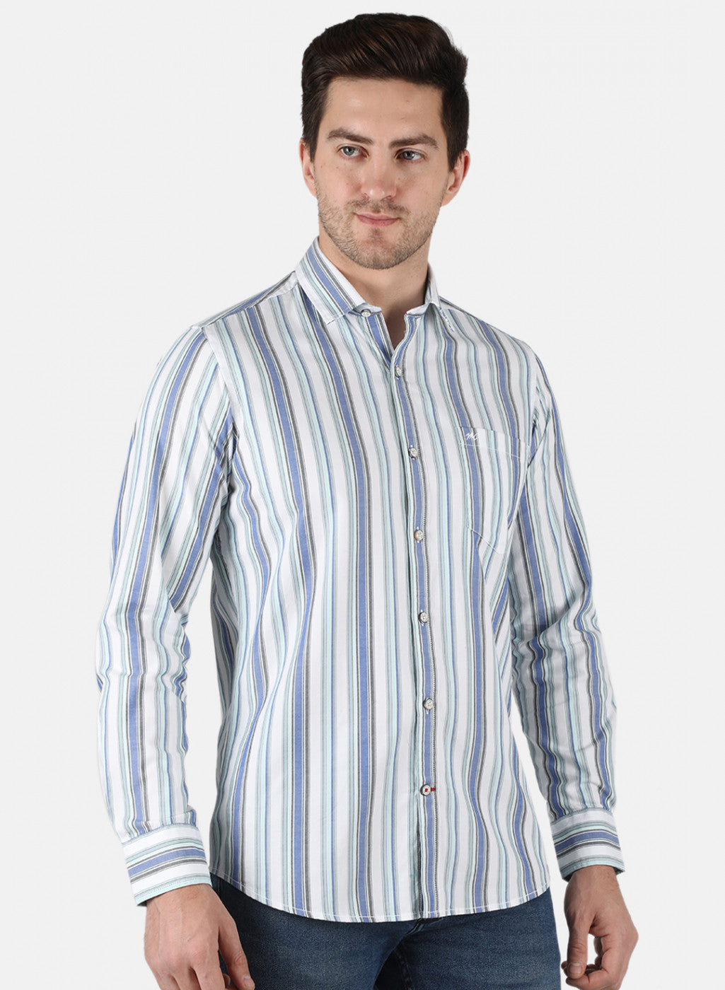 Men Blue Stripe Shirt