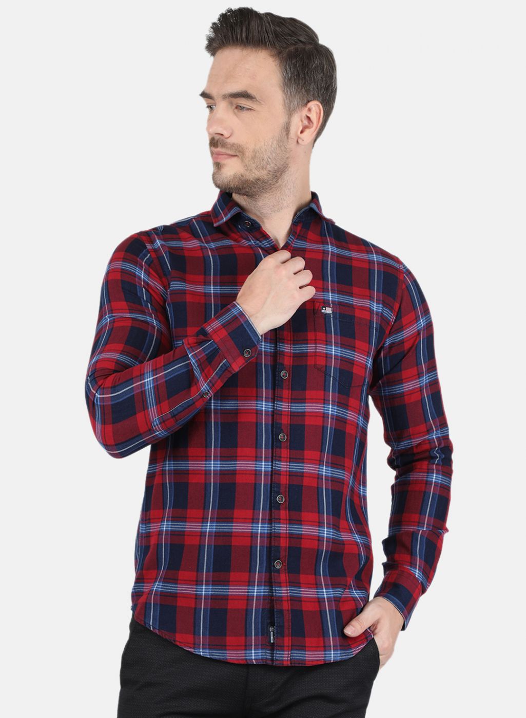 Men Red Check Shirt