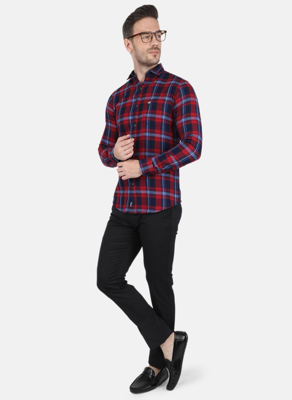 Men Red Check Shirt