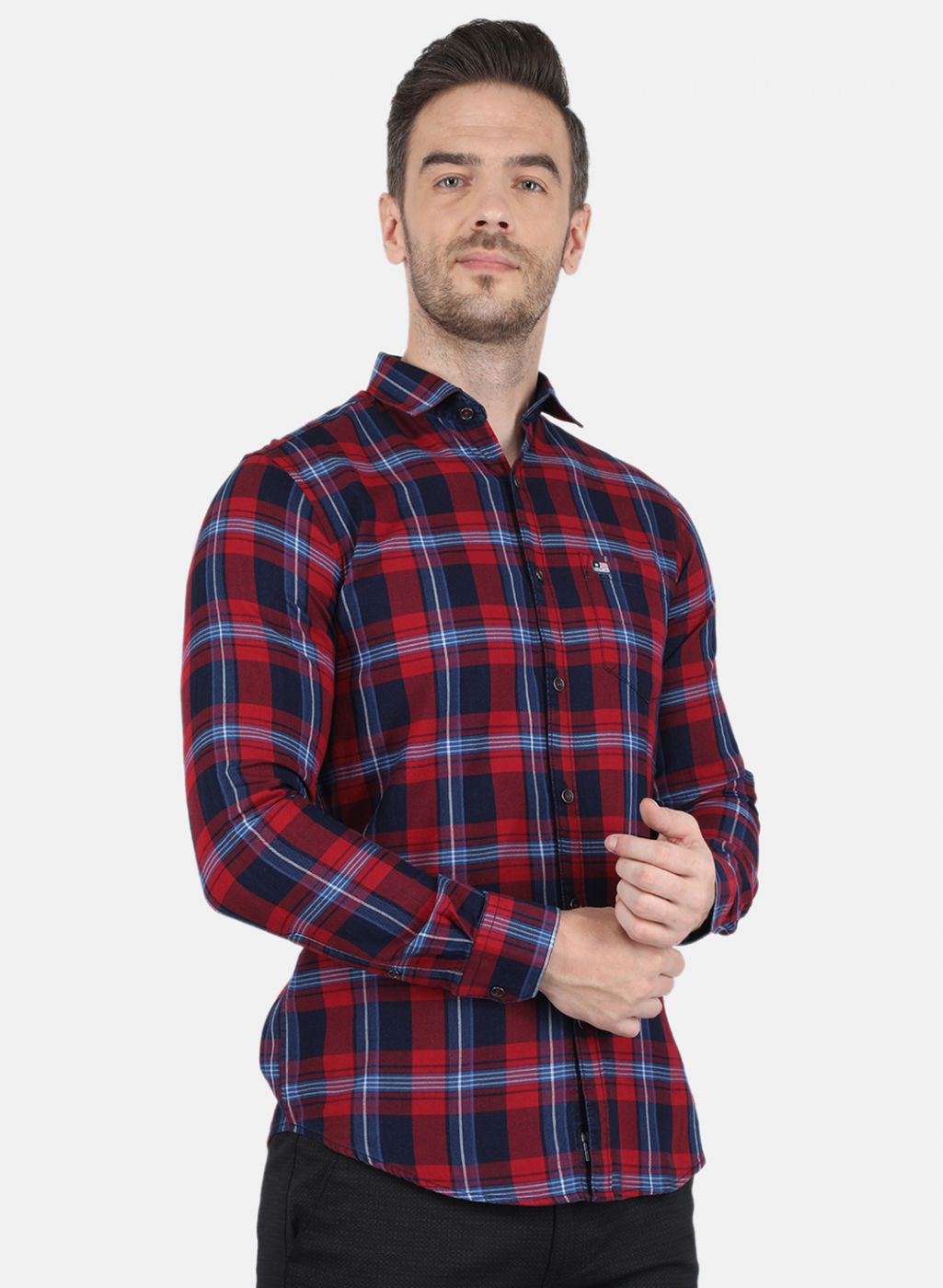 Men Red Check Shirt