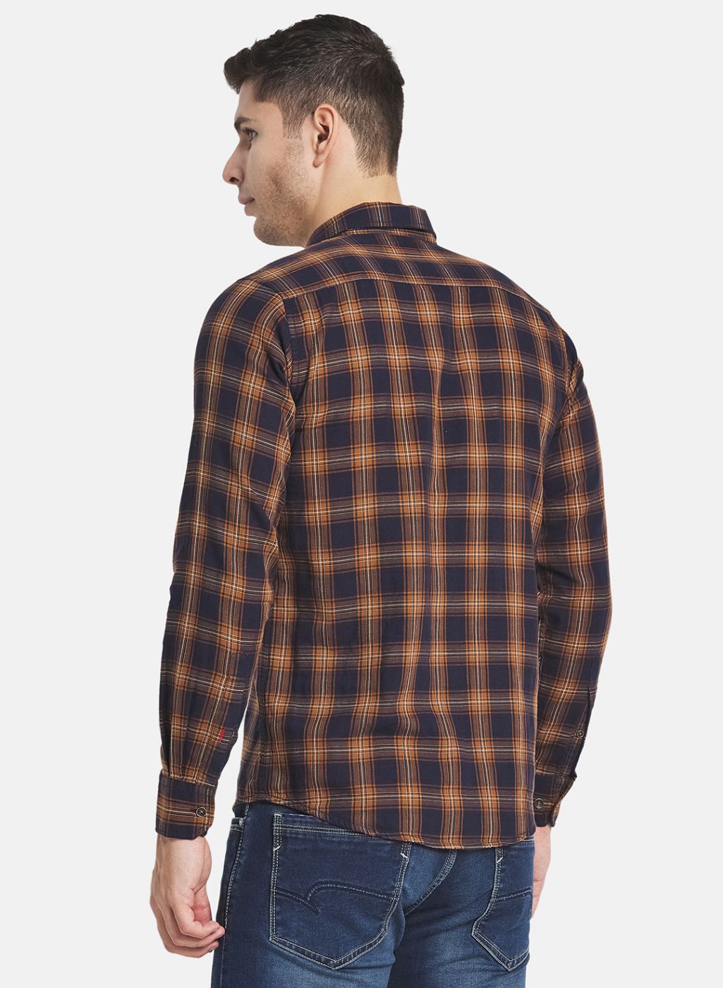 Men Brown Check Shirt