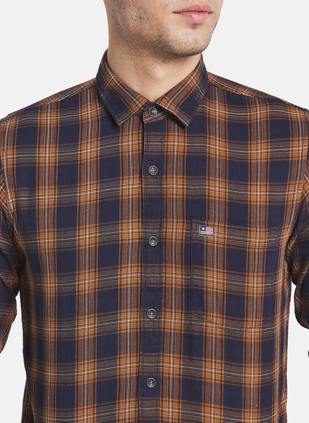 Men Brown Check Shirt