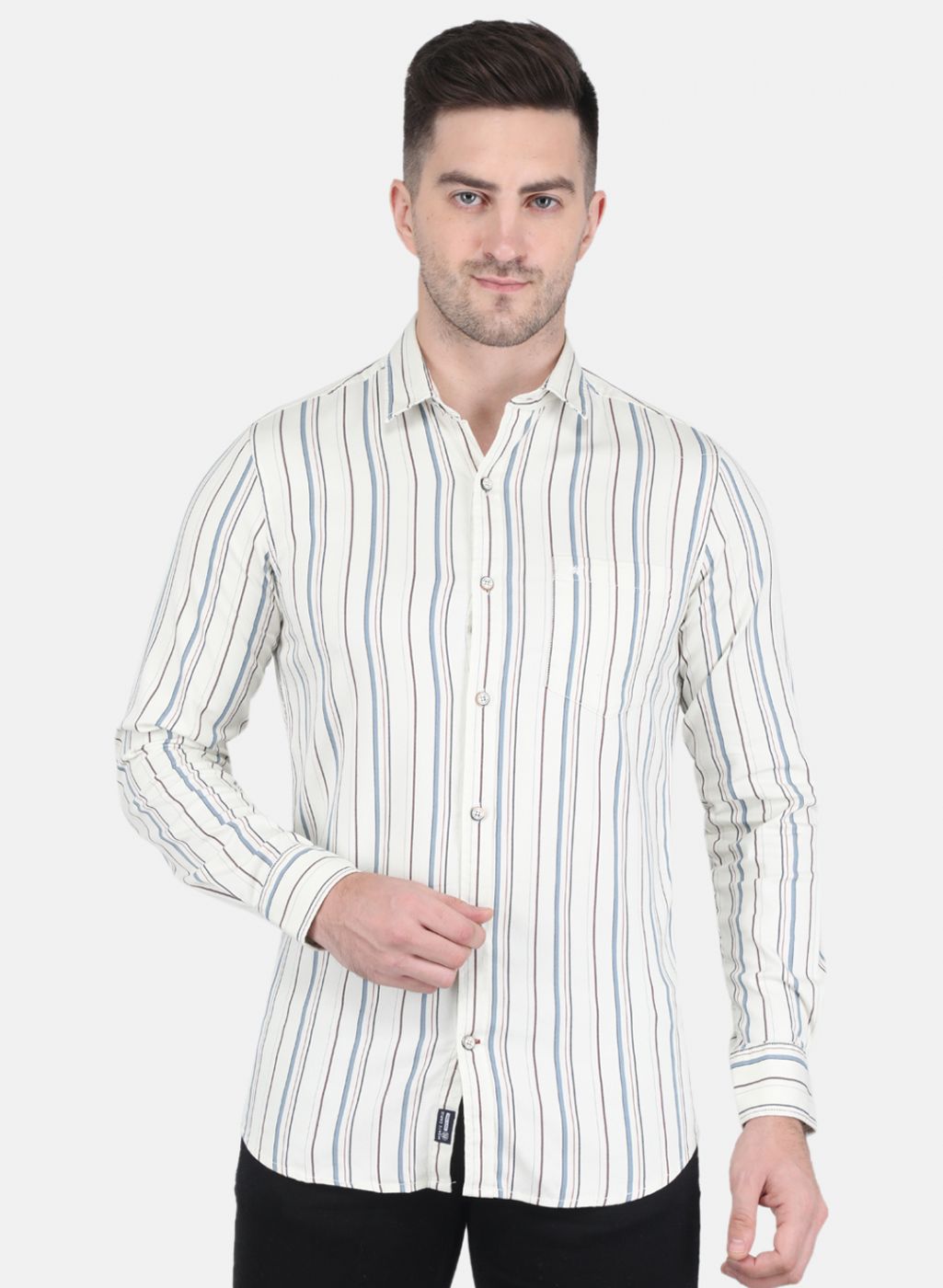 Men Off White Stripe Shirt