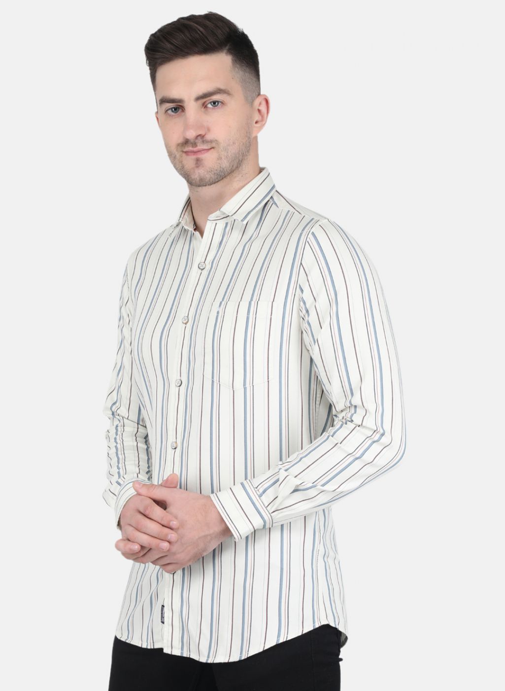 Men Off White Stripe Shirt