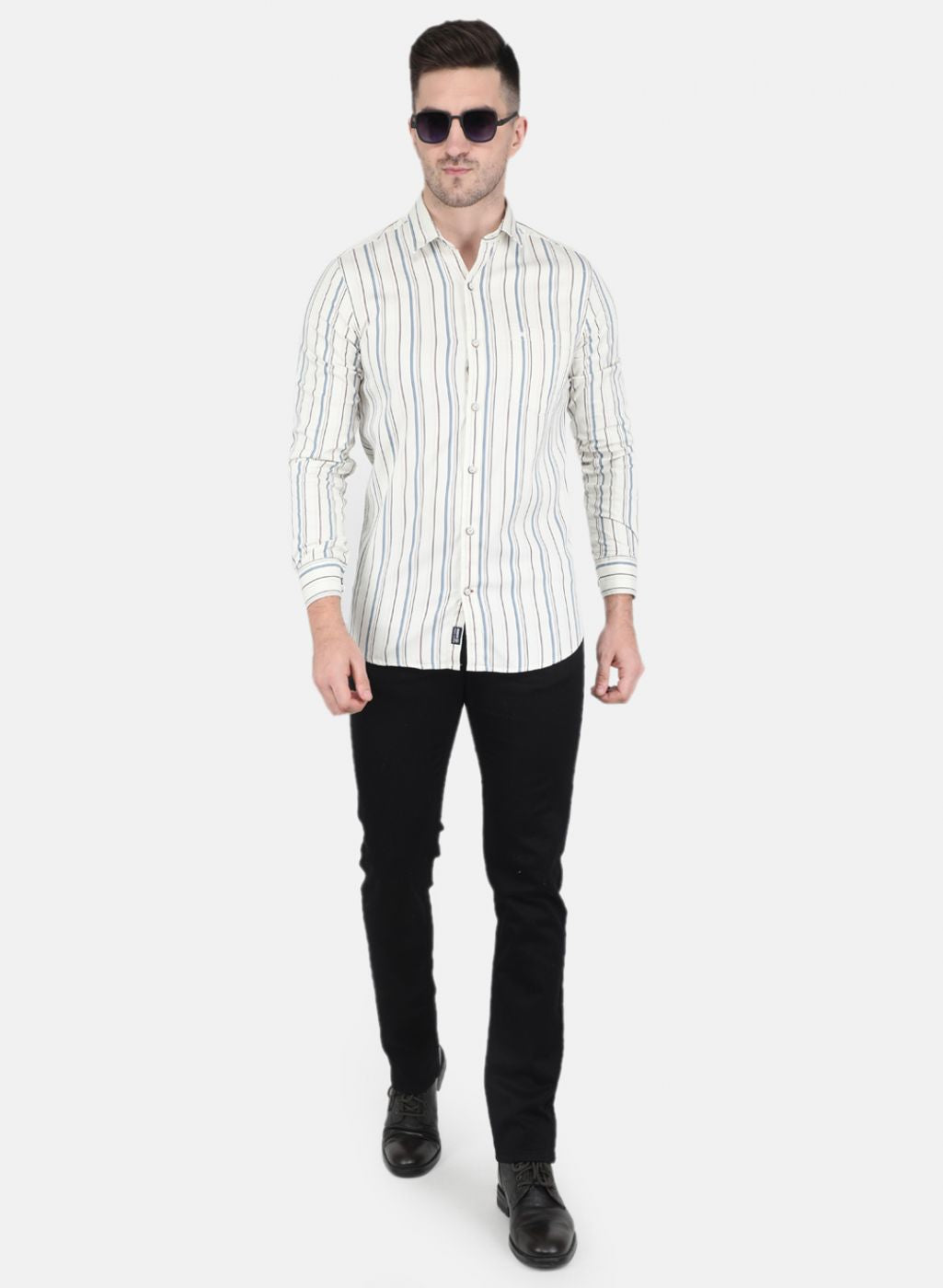 Men Off White Stripe Shirt