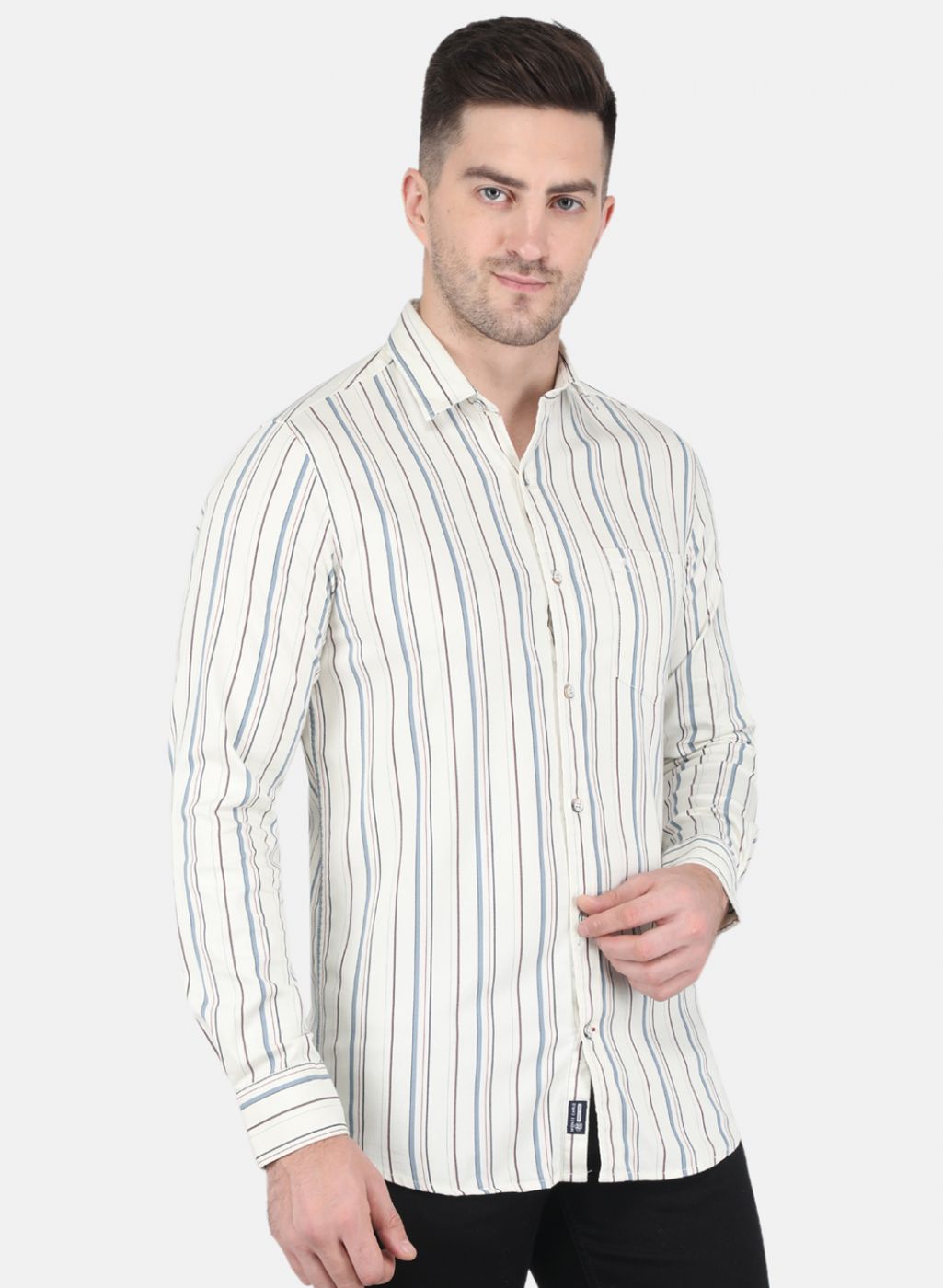 Men Off White Stripe Shirt