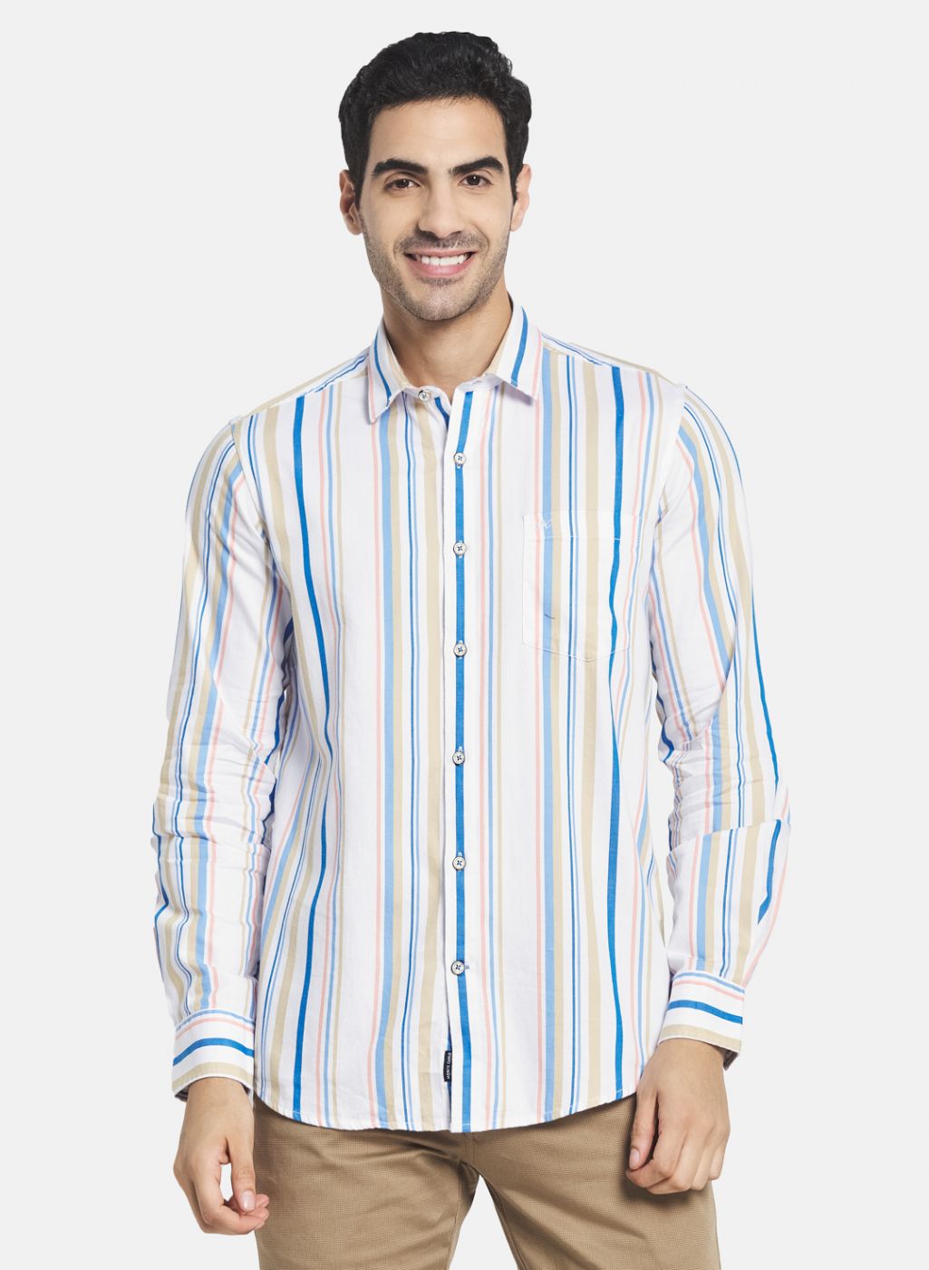 Men Blue Stripe Shirt