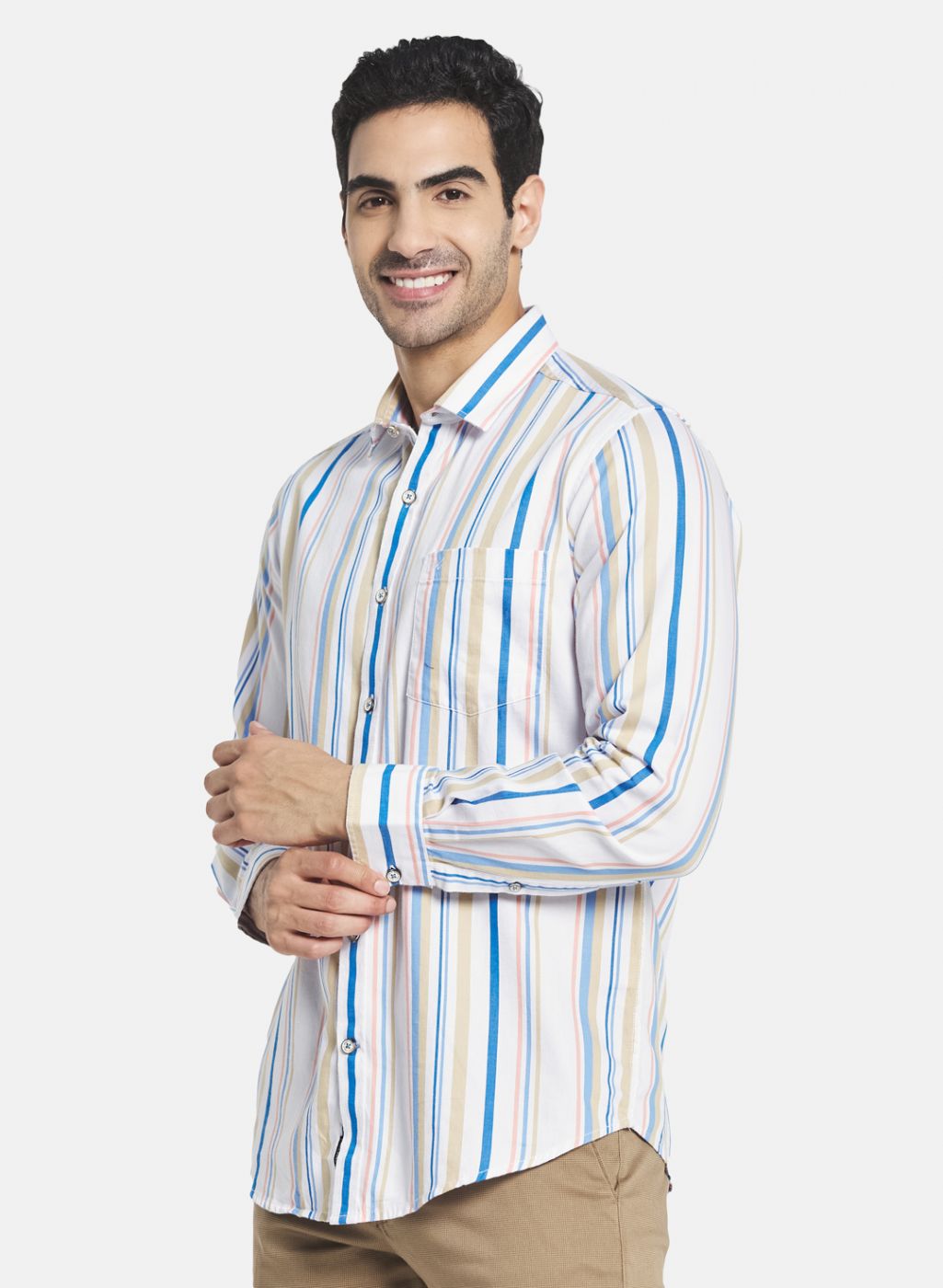 Men Blue Stripe Shirt