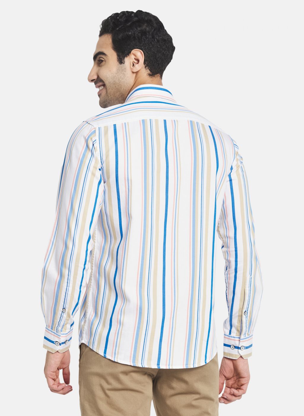 Men Blue Stripe Shirt