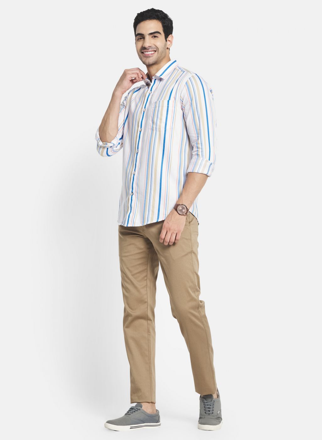 Men Blue Stripe Shirt