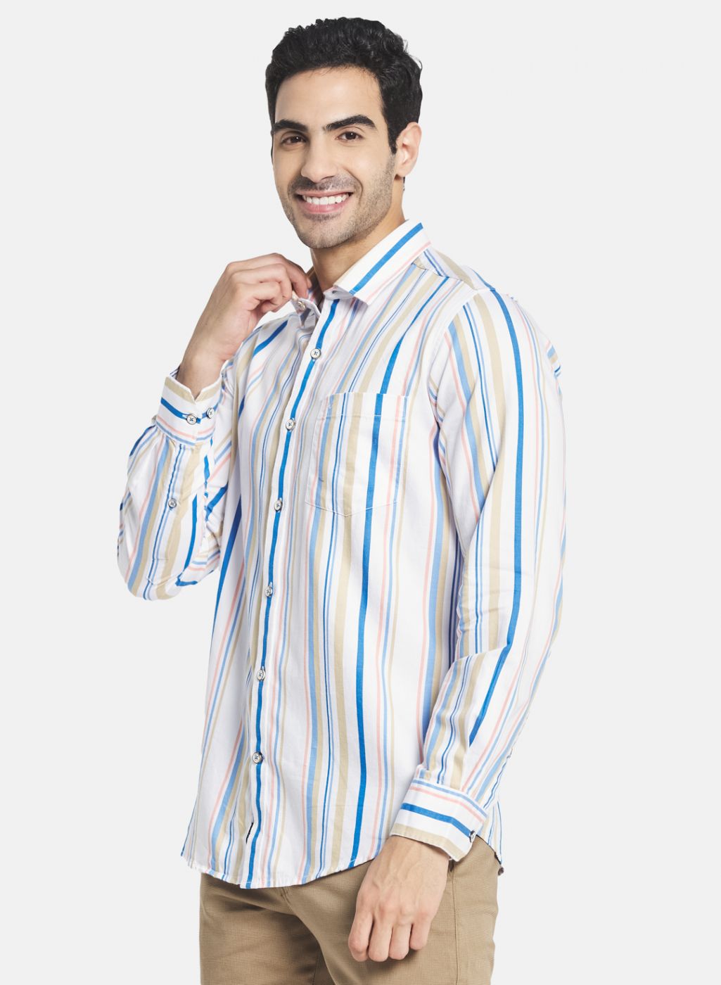 Men Blue Stripe Shirt