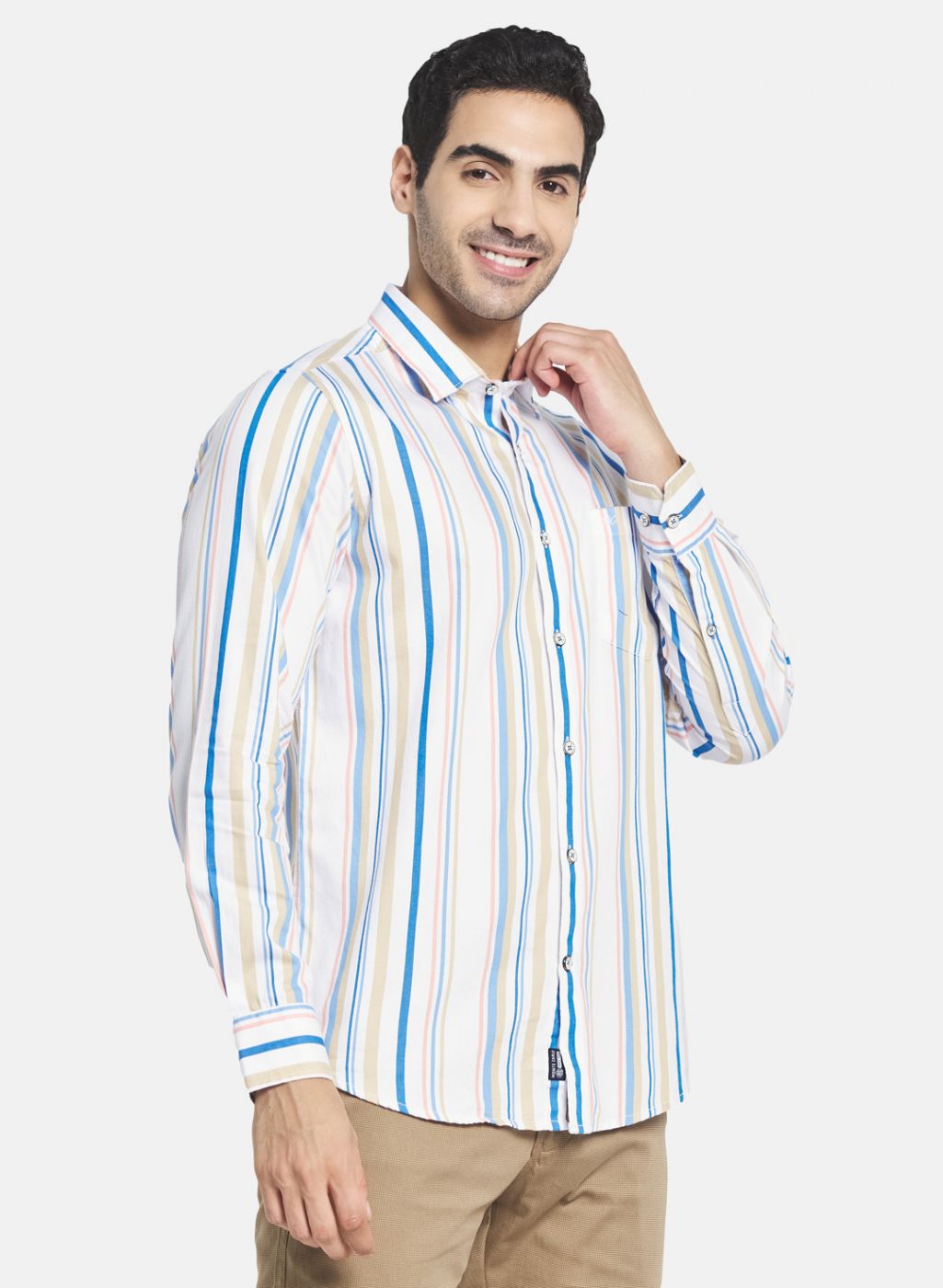 Men Blue Stripe Shirt