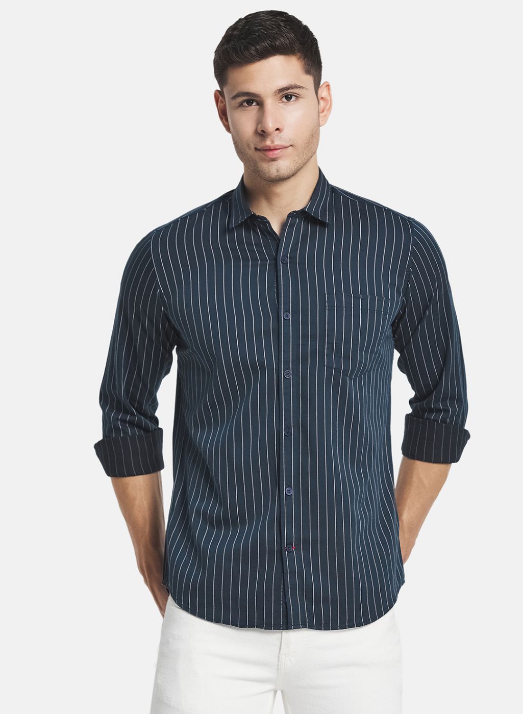 Men NAvy Blue Stripe Shirt