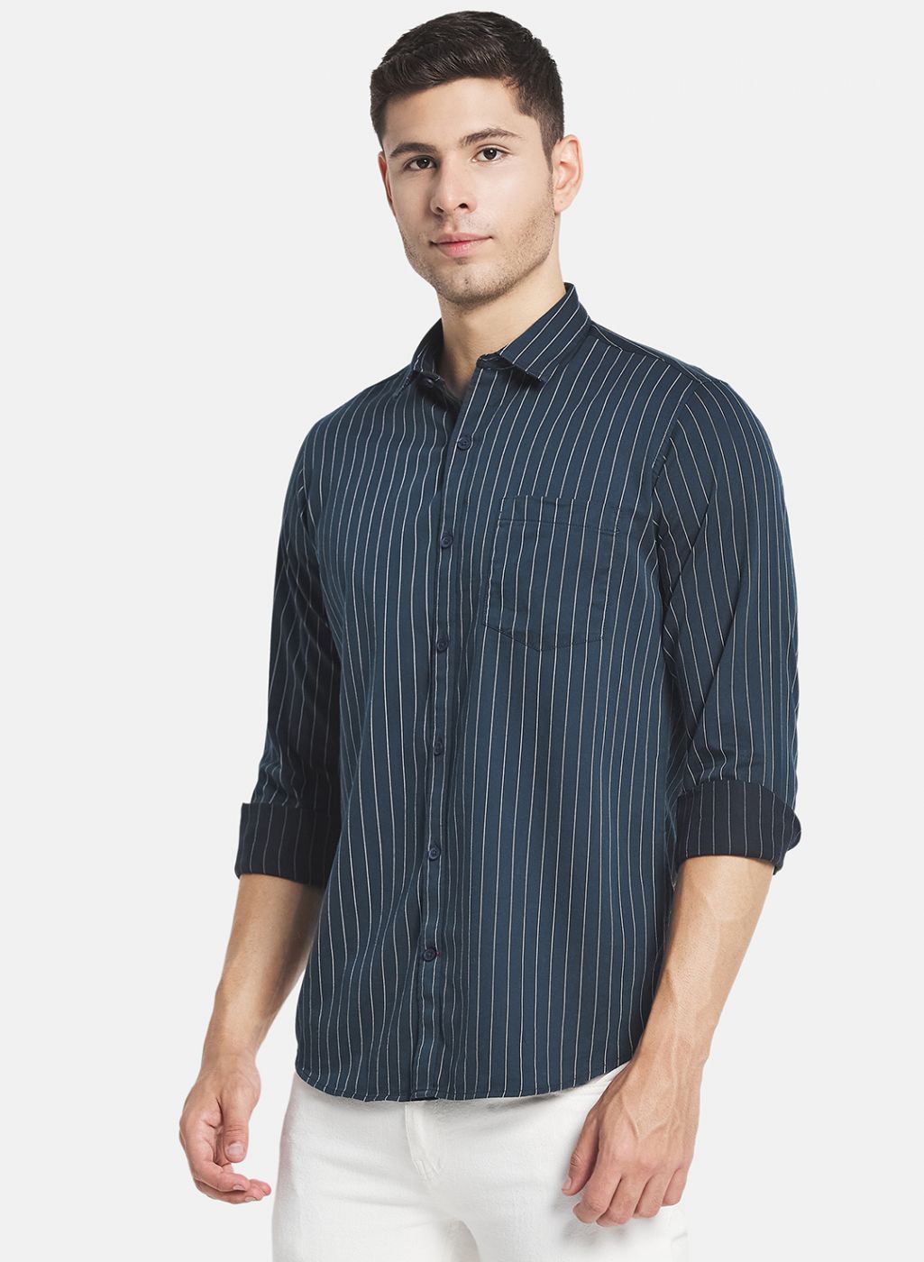 Men NAvy Blue Stripe Shirt