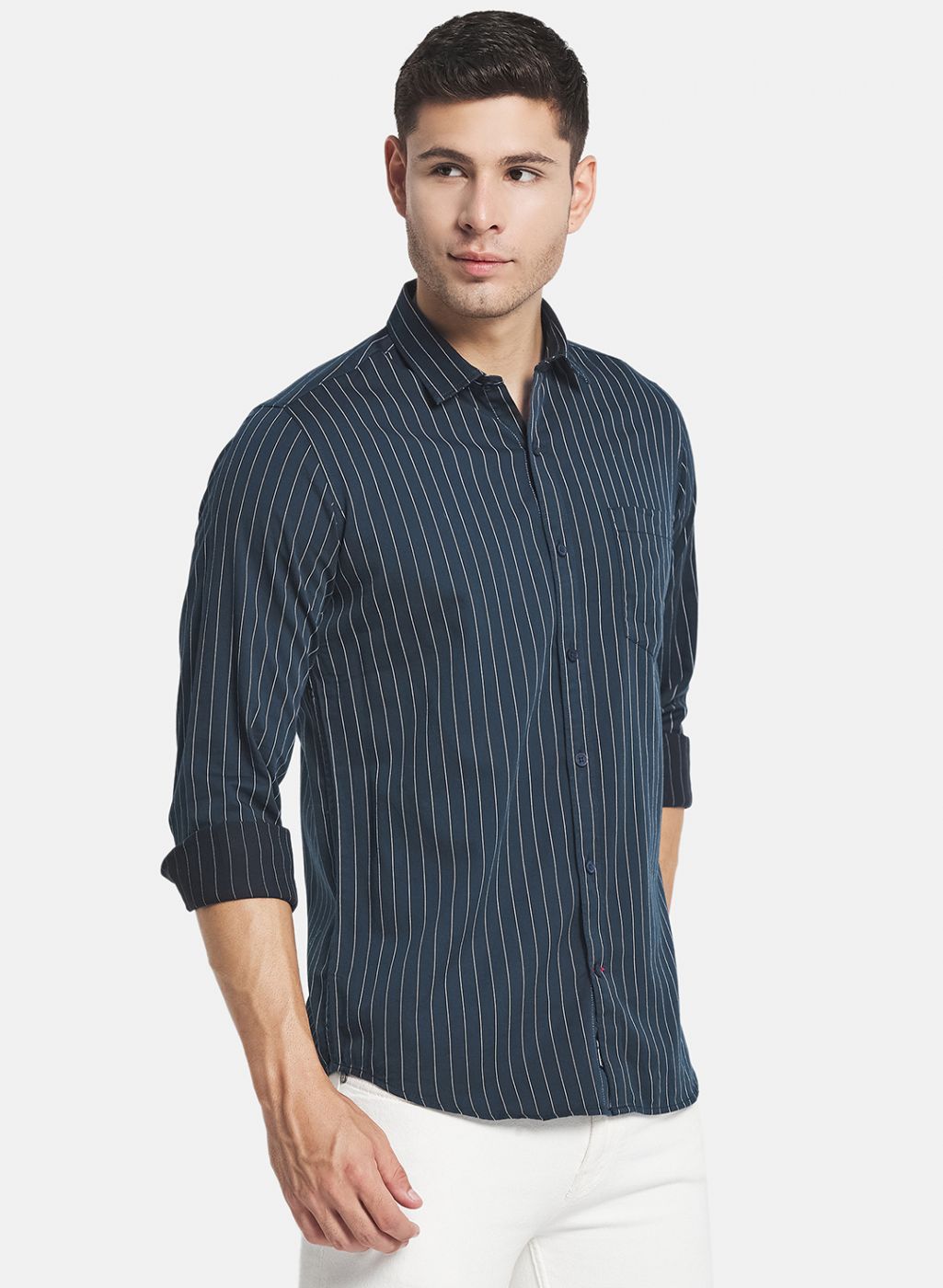 Men NAvy Blue Stripe Shirt