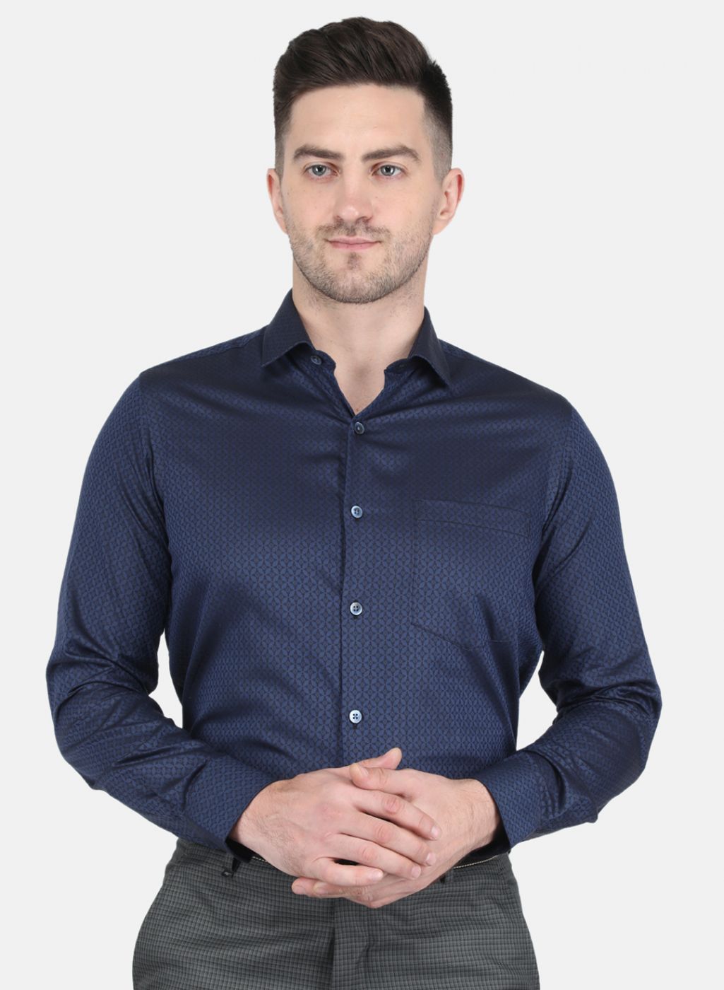 Men NAvy Blue Printed Shirt