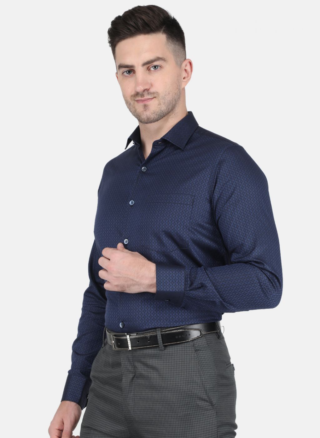 Men NAvy Blue Printed Shirt