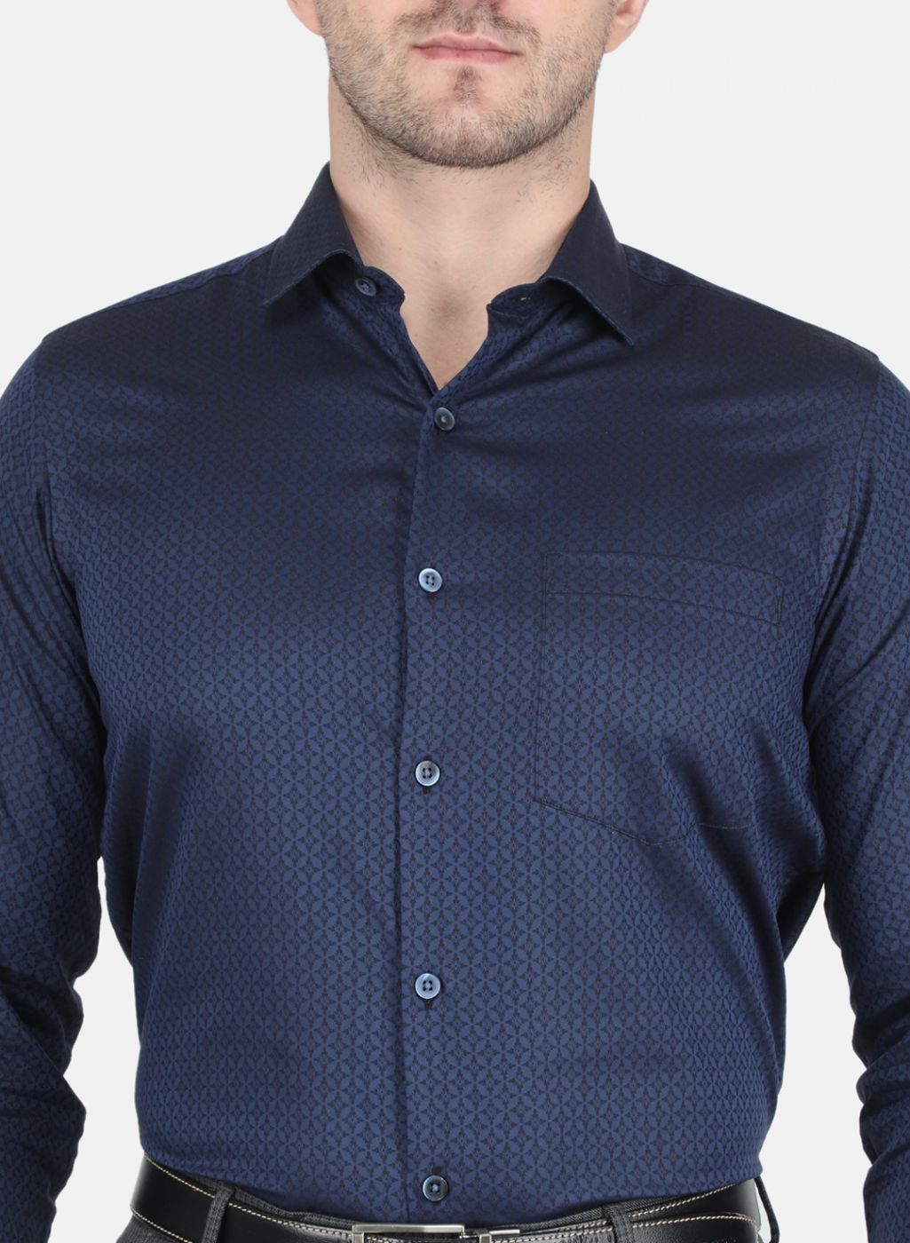 Men NAvy Blue Printed Shirt